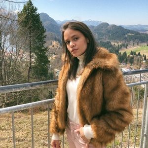 Brown Collared Fur Coat